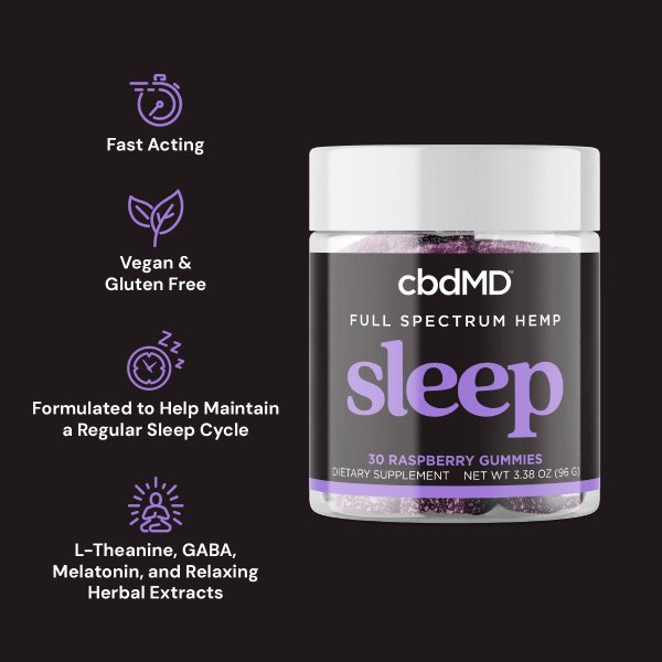 cbdMD Sleep CBD Gummies Raspberry 30ct