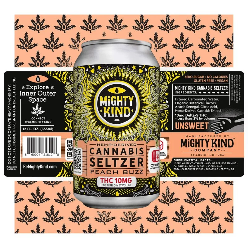 Mighty Kind Peach Buzz THC 10MG Seltzer