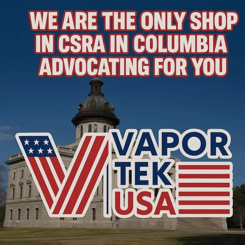 South Carolina vaping laws guide with vape devices and legal compliance theme